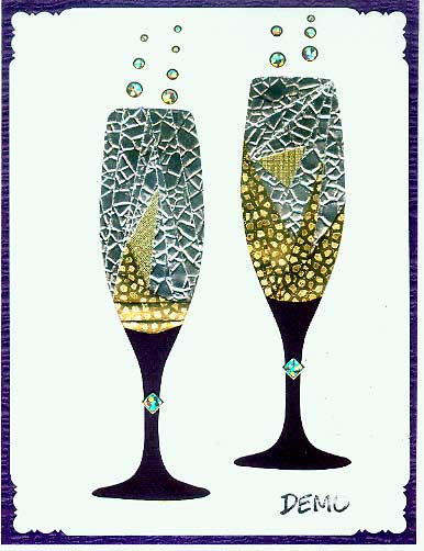 Iris Folding Card Pack Champagne Flute C5 Size Makes 4 Cards DeeCraft